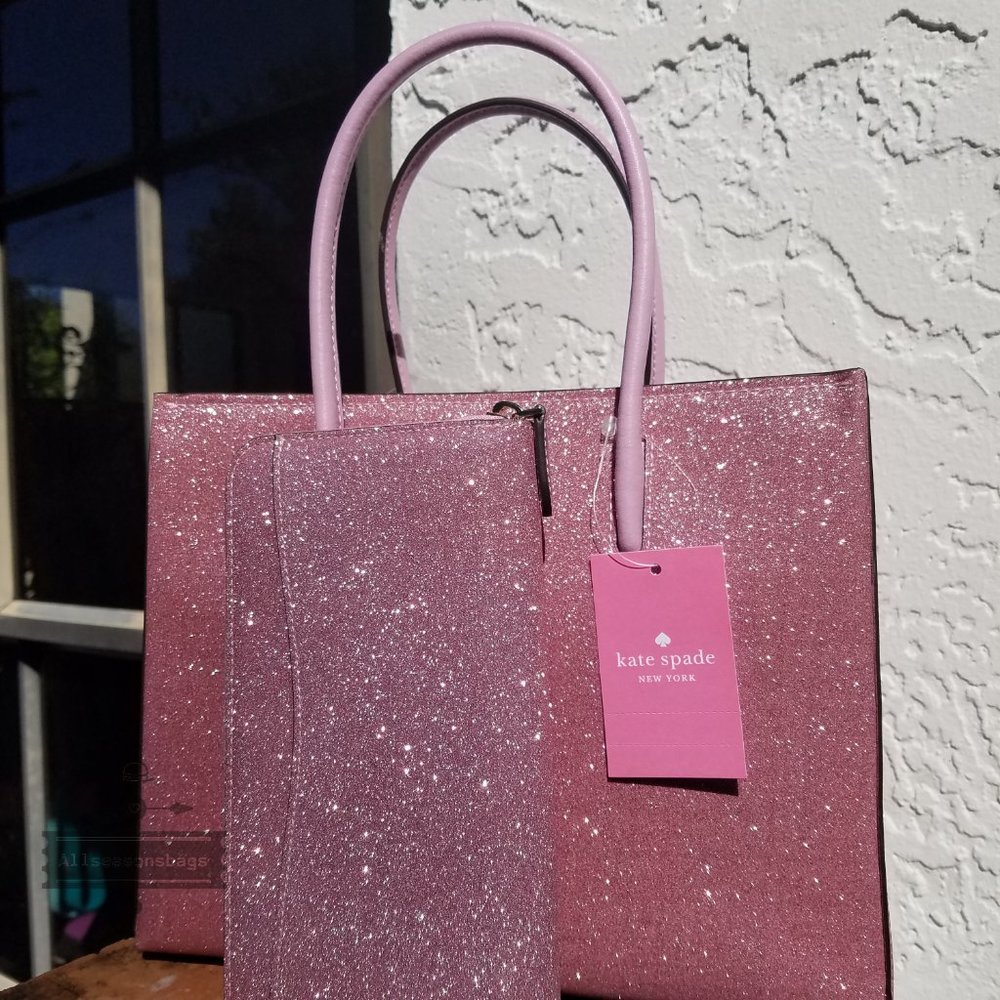 Kate Spade Trista Glitter Satchel Lola Wallet Pink - Picture 11 of 11